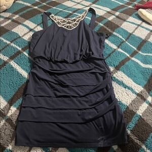 City Studio Navy Blue Mini Dress with jewels